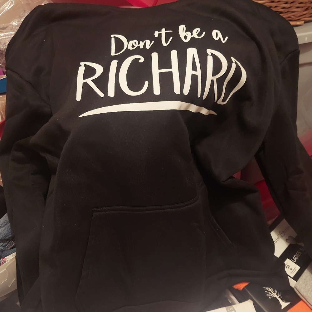 Black Hoodie with White Text